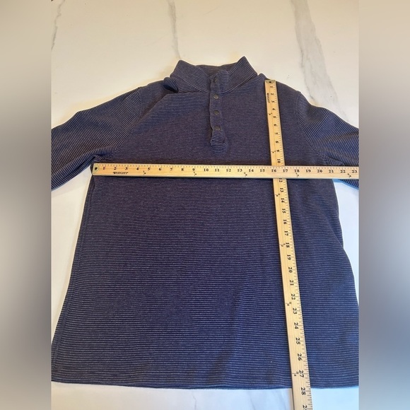 Michael Kors Sweater Mens XXL Mock Neck 1/4 Button Pullover Stretch Blue Striped - Picture 7 of 9